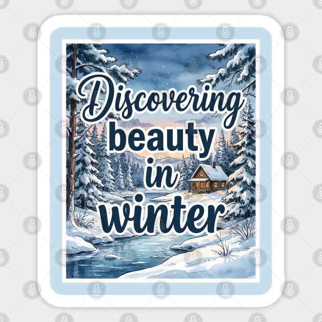 Winter Serenity in Snowy Landscapes Sticker by Creatifly Graphic Tees